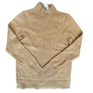 NWT Old Navy Tan Cotton Turtleneck Sweater Sz S Neutral Knit Mock Long Sleeved